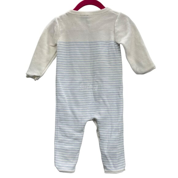 Janie & Jack Blue Elephant Striped Knit One-Piece Baby Sleeper Size 6-12M - Picture 3 of 5